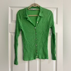 Zara green cardigan sweater medium